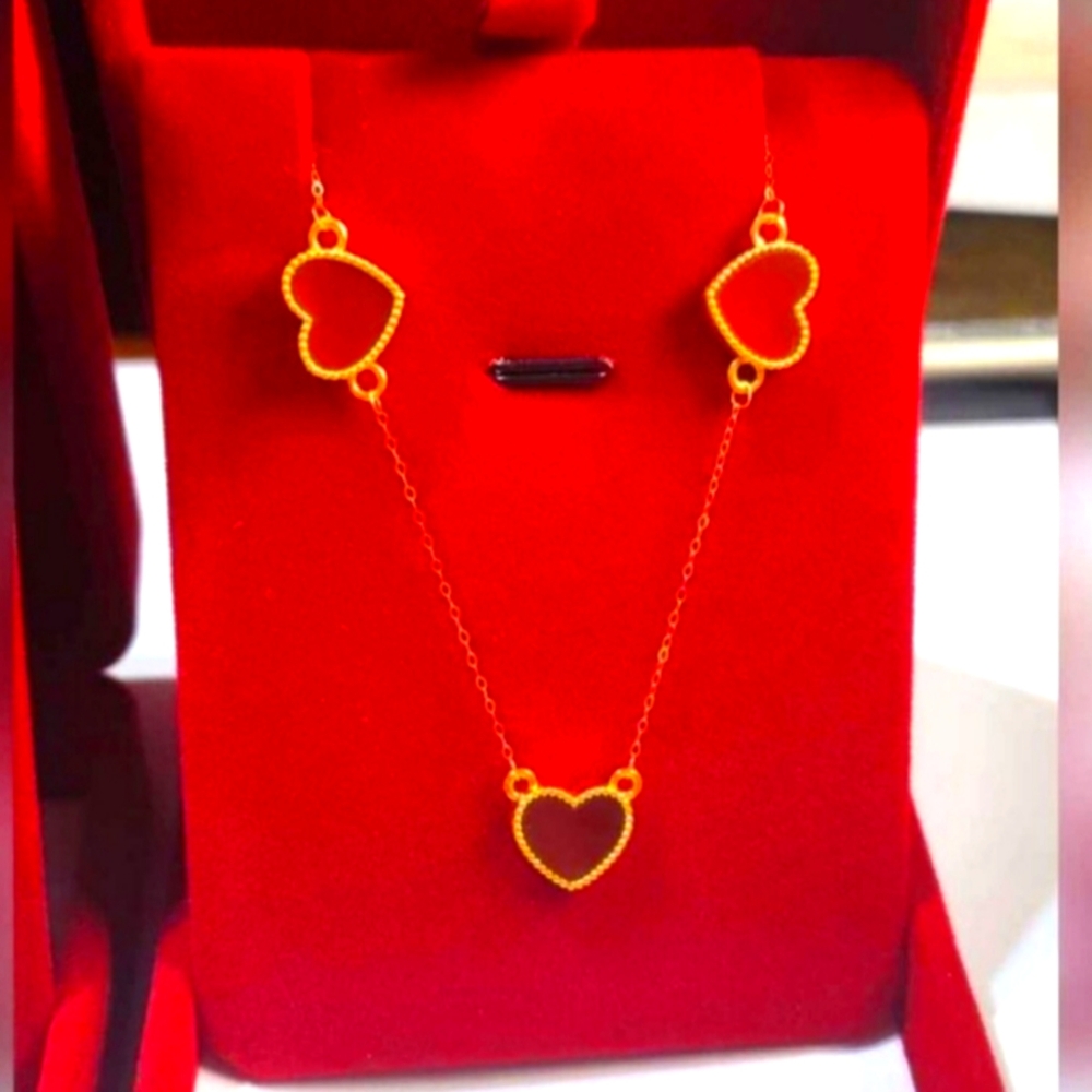 18k Real Gold Heart Necklaces, RED or WHITE
